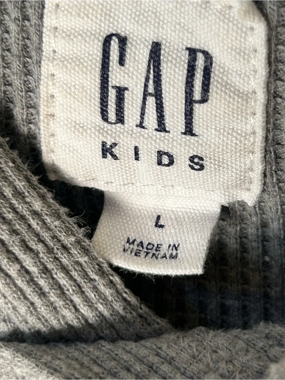 GAP Kids Hoodie in Heather Gray Waffle-Knit Hooded Pullover Size Large